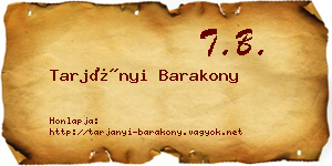 Tarjányi Barakony névjegykártya